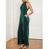 imageCUPSHE Womens Corduroy Jumpsuit Halter Neck Sleeveless Straight Leg Rompers High Waist Party Dressy Jumpsuits 2025Green