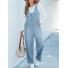imageCUPSHE Womens Denim Jumpsuit Sleeveless Wide Leg Casual Cotton Jumpsuit Front Zip Pocket RomperBlue