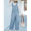 imageCUPSHE Womens Denim Jumpsuit Sleeveless Wide Leg Casual Cotton Jumpsuit Front Zip Pocket RomperBlue