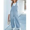 imageCUPSHE Womens Denim Jumpsuit Sleeveless Wide Leg Casual Cotton Jumpsuit Front Zip Pocket RomperBlue