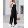 imageCUPSHE Womens Jumpsuit Corduroy Overalls Square Neck Sleeveless Wide Leg Jumpsuits Pockets Casual Outfit Loose Fall RomperBlack