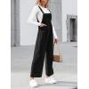 imageCUPSHE Womens Jumpsuit Corduroy Overalls Square Neck Sleeveless Wide Leg Jumpsuits Pockets Casual Outfit Loose Fall RomperBlack