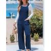 imageCUPSHE Womens Jumpsuit Sleeveless Square Neck Straight Leg One Piece Romper Casual Beach VacationNavy