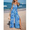 imageCUPSHE Womens Jumpsuits Floral Tropical Wide Leg Jumpsuit Sleeveless Overall V Neck Outfit CasualBlue