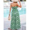 imageCUPSHE Womens Jumpsuits Floral Tropical Wide Leg Jumpsuit Sleeveless Overall V Neck Outfit CasualGreen Flower