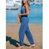 imageCUPSHE Womens Jumpsuits Midnight Blue Belted Jogger Jumpsuits Long Sleeve Outfit Casual DressyLight Blue