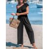 imageCUPSHE Womens Jumpsuits Ruffled One Shoulder Straight Leg Overall Sleeveless Outfit Casual
