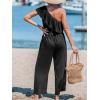 imageCUPSHE Womens Jumpsuits Ruffled One Shoulder Straight Leg Overall Sleeveless Outfit Casual