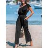 imageCUPSHE Womens Jumpsuits Ruffled One Shoulder Straight Leg Overall Sleeveless Outfit Casual