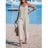 imageCUPSHE Womens Jumpsuits V Neck Sleeveless Straight Leg Overall Side Button Outfit Casual