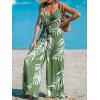 imageCUPSHE Womens Jumpsuits V Neck Tropical Wide Leg Overall Sleeveless Waist Tie Outfit Casual Beach