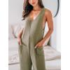 imageCUPSHE Womens Jumpsuits Waffle Knit Patch Pocket Overall Sleeveless Outfit Casual