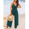 imageCUPSHE Womens Loose Overalls Jumpsuits Sleeveless V Neck Wide Leg Long Pant Rompers With Pockets Beach Vacation Outfits