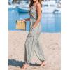 imageCUPSHE Womens Plunge Halter Sleeveless Pleated Long Romper Knit Jogger Maxi Jumpsuit with PocketsBlack Striped