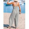imageCUPSHE Womens Plunge Halter Sleeveless Pleated Long Romper Knit Jogger Maxi Jumpsuit with PocketsBlack Striped