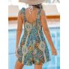 imageCUPSHE Womens Romper Paisley Scoop Neck Tie Shoulder Jumpsuits Summer Casual Loose Wide Leg Shorts Outfit