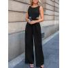 imageCUPSHE Womens Romper Sleeveless Crew Neck Waist Cutout Wide Leg Maxi Jumpsuit Outfit Casual DressyBlack
