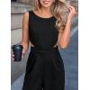 imageCUPSHE Womens Romper Sleeveless Crew Neck Waist Cutout Wide Leg Maxi Jumpsuit Outfit Casual DressyBlack