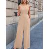imageCUPSHE Womens Romper Sleeveless Crew Neck Waist Cutout Wide Leg Maxi Jumpsuit Outfit Casual DressyKhaki