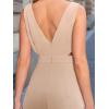 imageCUPSHE Womens Romper Sleeveless Crew Neck Waist Cutout Wide Leg Maxi Jumpsuit Outfit Casual DressyKhaki