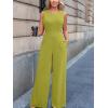 imageCUPSHE Womens Romper Sleeveless Crew Neck Waist Cutout Wide Leg Maxi Jumpsuit Outfit Casual DressyLime Green