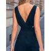 imageCUPSHE Womens Romper Sleeveless Crew Neck Waist Cutout Wide Leg Maxi Jumpsuit Outfit Casual DressyNavy