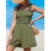 imageCUPSHE Womens Romper Square Neck Ruffled Jumpsuits Smocked Bodice Overall Sleeveless Outfit Casual