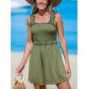 imageCUPSHE Womens Romper Square Neck Ruffled Jumpsuits Smocked Bodice Overall Sleeveless Outfit Casual