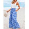 imageCUPSHE Womens Romper Square Neck Sleeveless Belted Pocket Wide leg Maxi Outfit Casual DressyBlue Floral