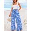 imageCUPSHE Womens Romper Square Neck Sleeveless Belted Pocket Wide leg Maxi Outfit Casual DressyBlue Floral