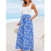 imageCUPSHE Womens Romper Square Neck Sleeveless Belted Pocket Wide leg Maxi Outfit Casual DressyBlue Floral