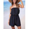 imageCUPSHE Womens Romper Strapless OffShoulder Floral Sleeveless Wide leg Jumpsuit Outfit Casual Beachwear VacationBlack