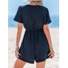 imageCUPSHE Womens Romper V Neck Short Sleeve Wide Leg Waist Jumpsuit Casual Elegant Outfit Beach VacationNavy