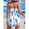 imageCUPSHE Womens Sexy Sleeveless Wrap Vneck Tie Waist Wide Legs Floral Print RompersBlue
