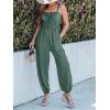 imageCUPSHE Womens Sleeveless Jumpsuit Summer Drawstring Tied Pockets Wide Leg One Piece Romper Casual Outfit Beach VacationOlive