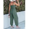 imageCUPSHE Womens Sleeveless Jumpsuit Summer Drawstring Tied Pockets Wide Leg One Piece Romper Casual Outfit Beach VacationOlive