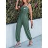 imageCUPSHE Womens Sleeveless Jumpsuit Summer Drawstring Tied Pockets Wide Leg One Piece Romper Casual Outfit Beach VacationOlive