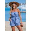 imageCUPSHE Womens Strapless Short Rompers One Piece HighWaist Jumpsuit Blue and White StripesBlue