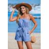 imageCUPSHE Womens Strapless Short Rompers One Piece HighWaist Jumpsuit Blue and White StripesBlue