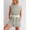 imageCUPSHE Womens Stripes Romper Cap Sleeve Wide Leg Jumpsuit Casual Overall OutfitWhite