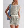 imageCUPSHE Womens Stripes Romper Cap Sleeve Wide Leg Jumpsuit Casual Overall OutfitWhite