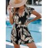 imageCUPSHE Womens Summer Casual Ruffle Sleeveless Romper V Neck Wide Leg Overalls Shorts Jumpsuit 2025 Beach Vacation OutfitsFloral Black