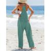 imageCUPSHE Womens Summer Jumpsuit Sleeveless Casual Loose Fit Knit Scoop Neck Wide Leg Pockets Long Romper One Piece VacationGreen