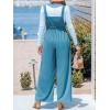 imageCUPSHE Womens Summer One Piece Jumpsuits Sleeveless Button Wide Leg Overalls Loose Rompers with Pockets Vacation OutfitsBlue