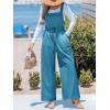 imageCUPSHE Womens Summer One Piece Jumpsuits Sleeveless Button Wide Leg Overalls Loose Rompers with Pockets Vacation OutfitsBlue