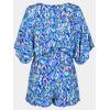 imageCUPSHE Womens Summer Romper Lace Up Printed Half Sleeves Casual Wide leg Vacation Outfit Mini One Piece JumpsuitBlue