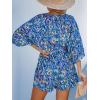 imageCUPSHE Womens Summer Romper Lace Up Printed Half Sleeves Casual Wide leg Vacation Outfit Mini One Piece JumpsuitBlue