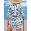 imageCUPSHE Womens Summer Wide Leg Rompers V Neck Short Sleeve Overall Jumpsuit Beach Vacation OutfitFloral Blue