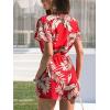 imageCUPSHE Womens Summer Wide Leg Rompers V Neck Short Sleeve Overall Jumpsuit Beach Vacation OutfitFloral Red