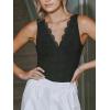 imageCUPSHE Womens V Neck Basic Sleeveless T Shirt Bodysuit Tops Knit Lace Scalloped Jumpsuit